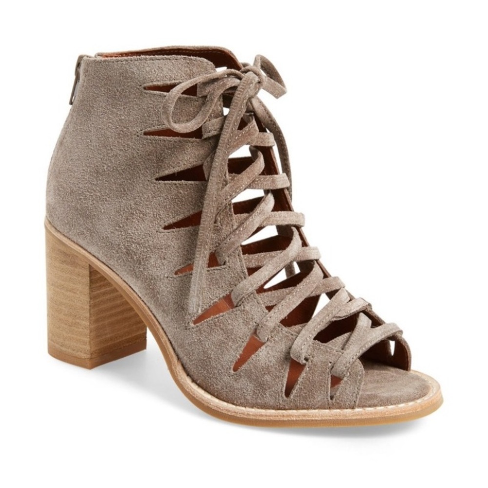 Jeffery Campbell 8W Gray “Corwin” Lace Up Open Toe Heel - Picture 3 of 7